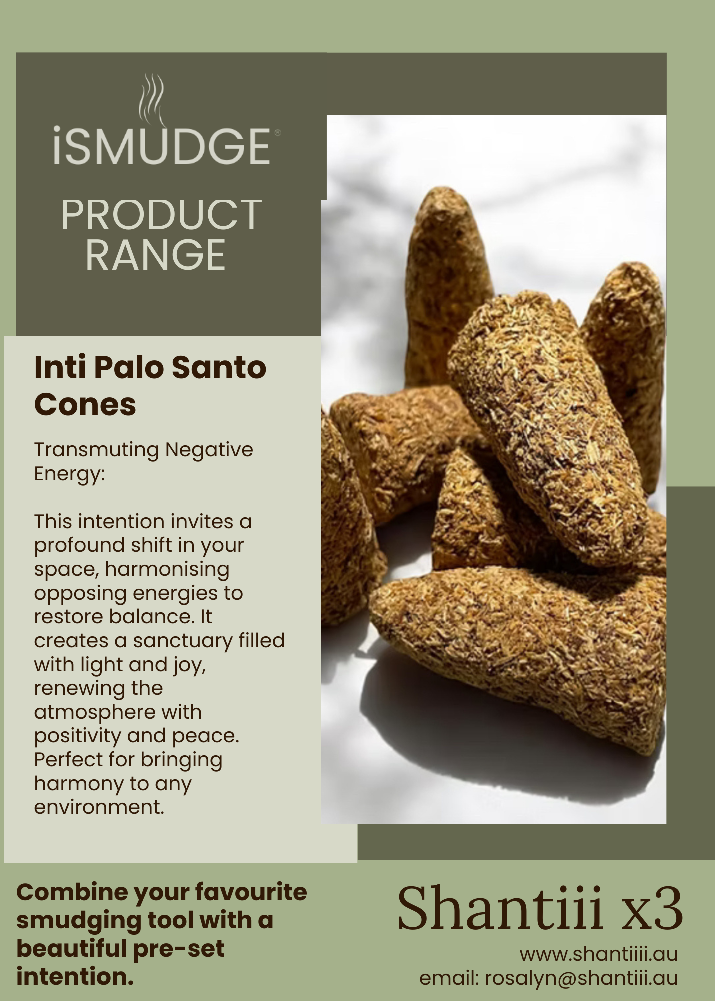 iSmudge - Inti Palo Santo Cones - Shantiii x3